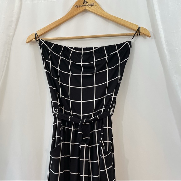 Women’s Black/White Off Shoulder Belted Jumpsuit - Picture 5 of 6